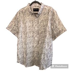 Robert Graham Marbella Short Sleeve Linen Blend Button-Up Shirt NWOT Plus Sz 3XL